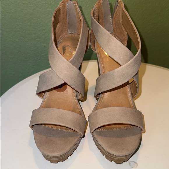 New Women's Strappy High Heel Sandals - Beige - Picture 2 of 6